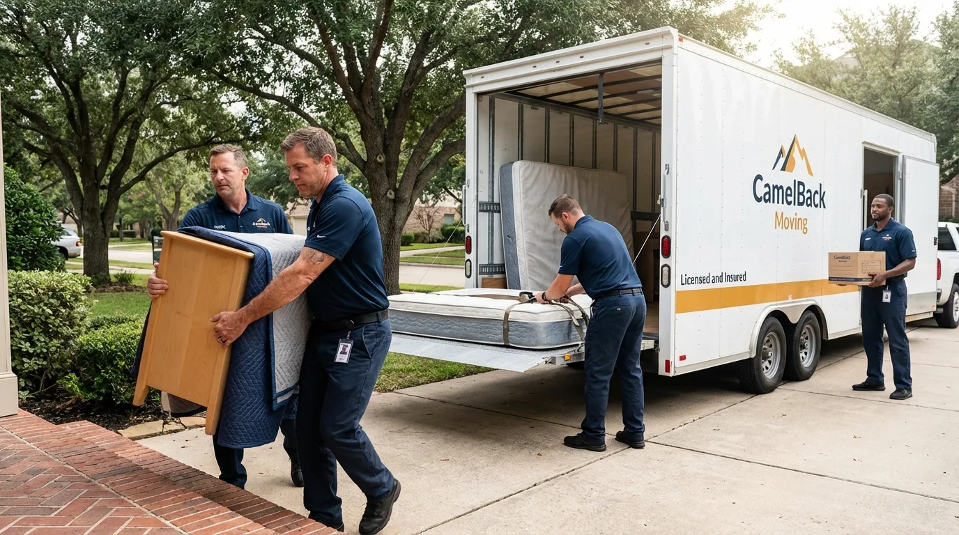 Crew loading residential truck for cross-state move from Plattsburg, MO