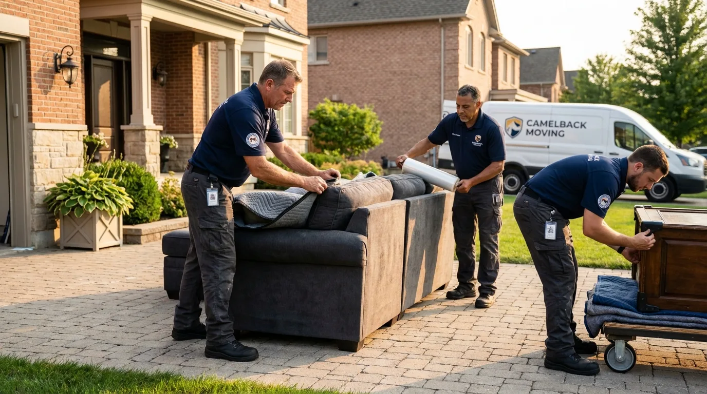 Large estate moving crew wrapping furniture in Plattsburg, MO