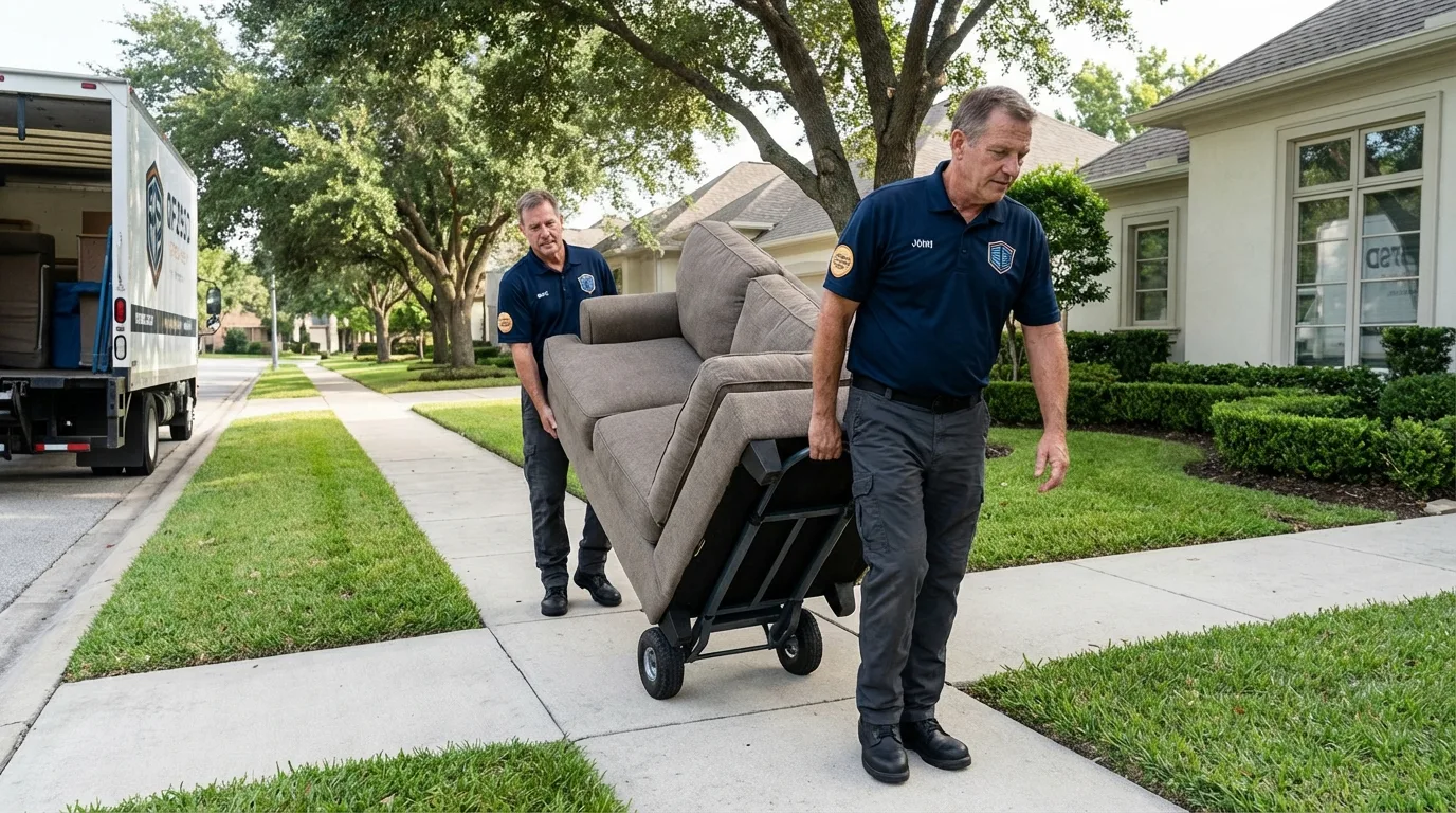 Local residential moving crew loading furniture in Plattsburg, MO